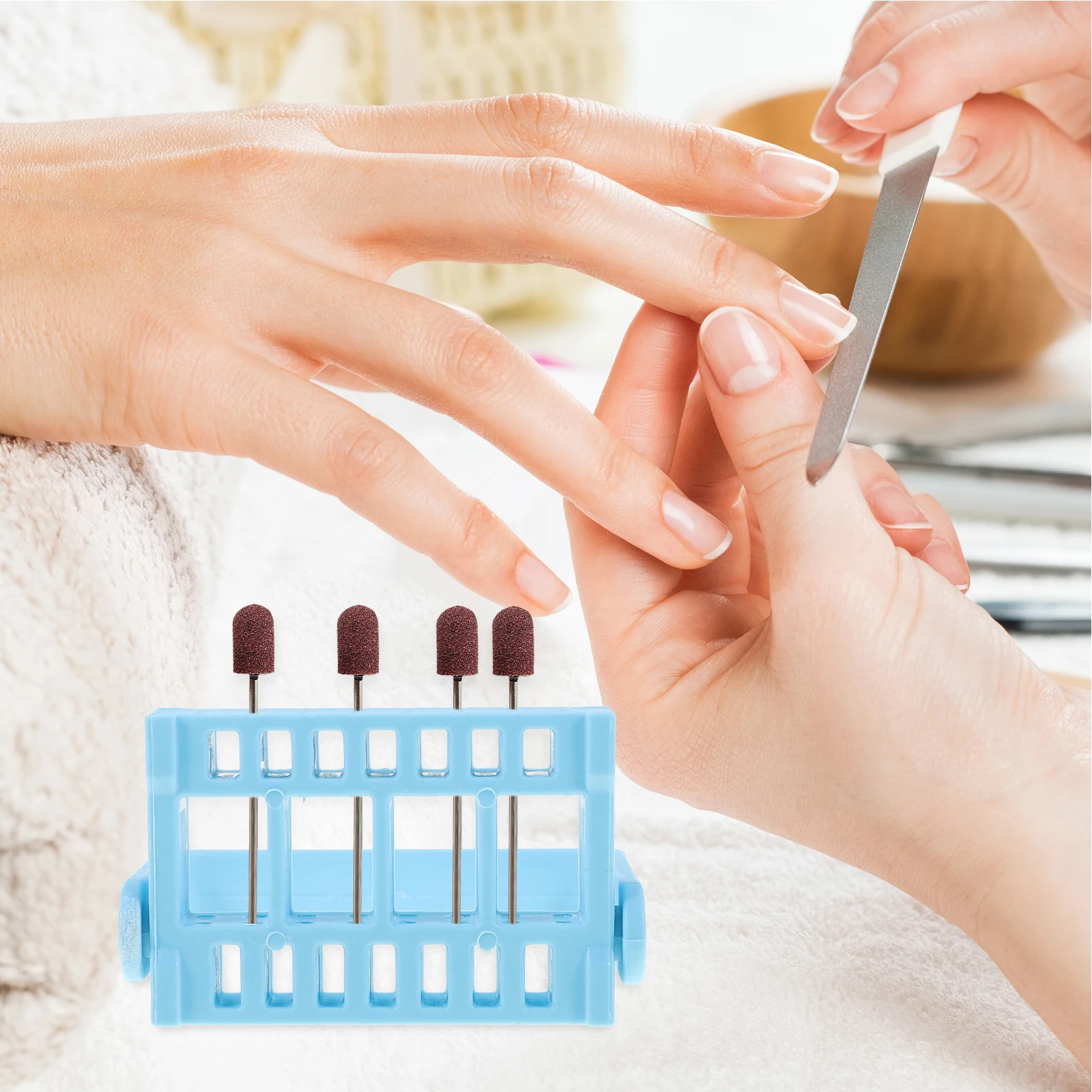 

16 Holes Grinding Tool Box Durable Storage 16 Inserting Nail Grinding Head Holder Holes Large Space Manicure Professional Home