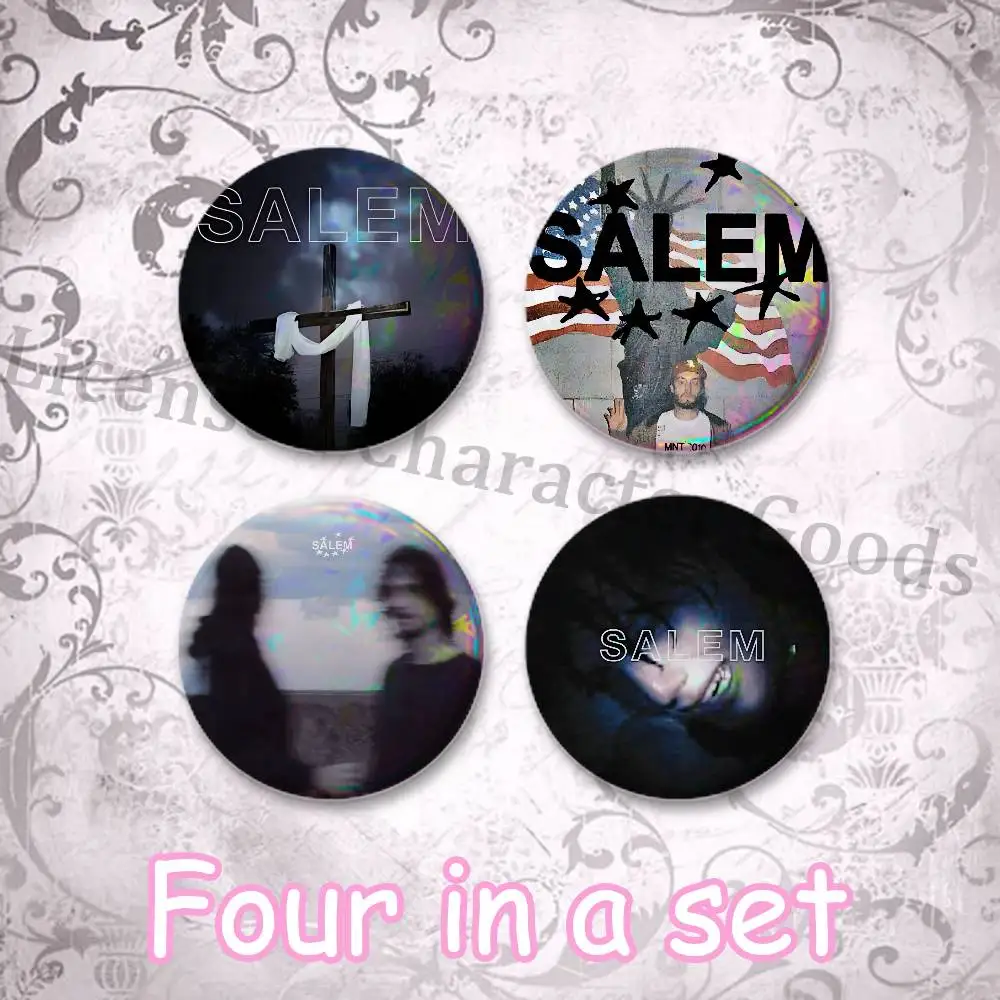 S-Salem Band Custom Mini Pill Badge 25mm Button Pins 4-Piece Set 75mm Oversized Pin Badge 2.25 Inch