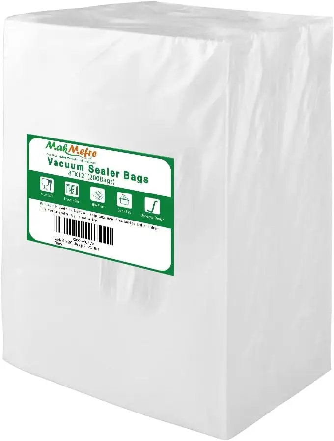 

200 Quart Size 8"x12" Vacuum Freezer Sealer Bags for Food, BPA Free, Heavy Duty Commercial Grade, Sous Vide Vaccume Safe,Vacc