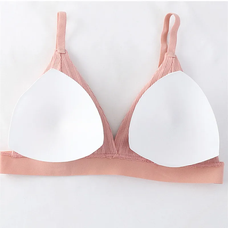 Wireless Cotton Bras For Women Adjustable Straps Sexy Padded Bras Comfy Unwired Soft Girls Bra Seamless Underwear