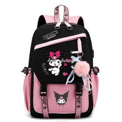 Fashion Backpacks Lovely Kuromi Melody Women Men USB School Backpacks Laptop Large Capacity Bagpacks Teens Lace Mochila Escolar