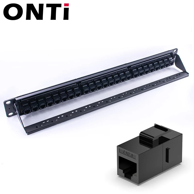 24 porto cat6 através do cabo de rede 19in 1u do painel de remendo do acoplador rj45 com barra traseira rackmount cat6a utp keystone jack