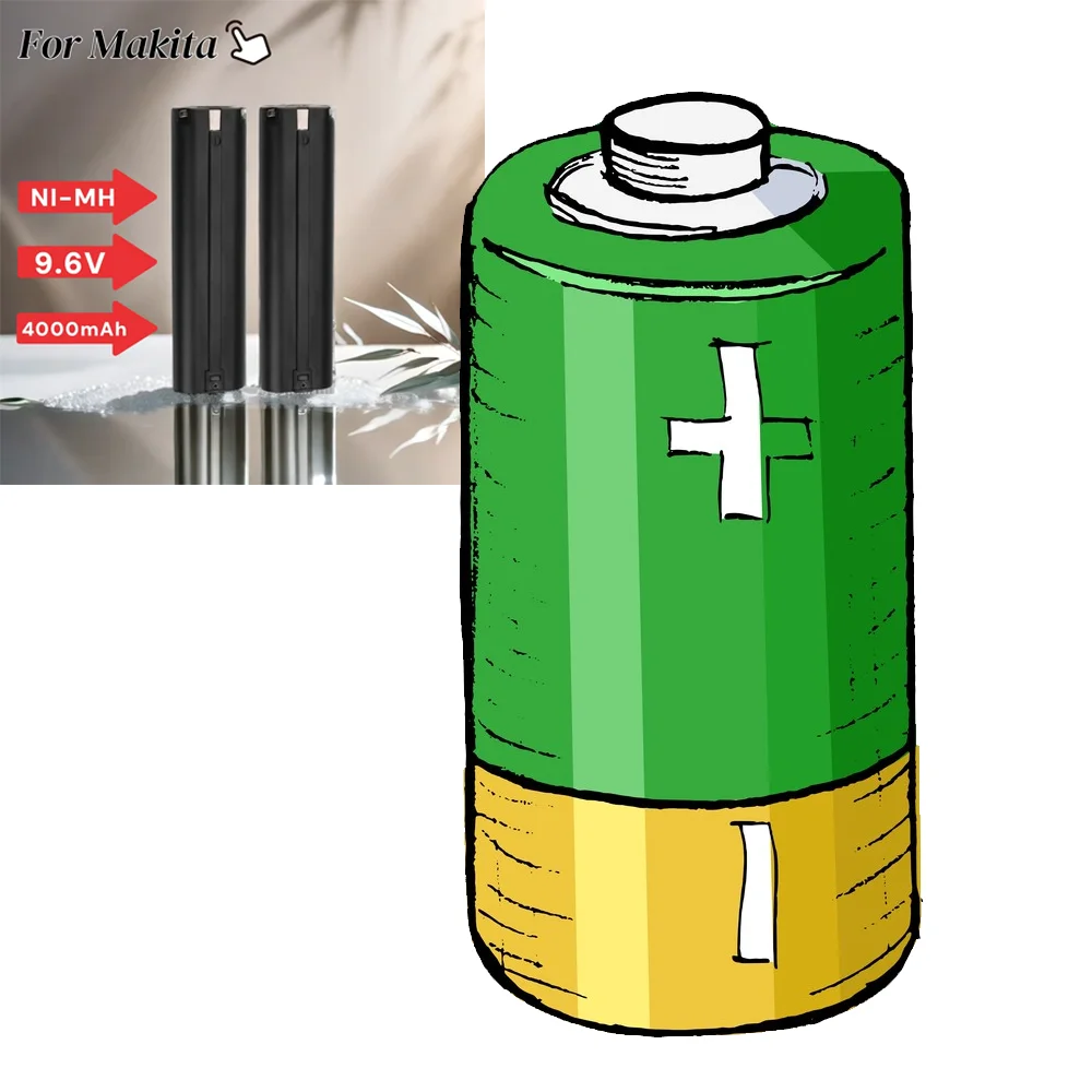 

Ni-MH Rechargeable Replacement Battery 9.6V 4000mAh for Makita Mak 6095D 9000 9001 9002 9033 9034 632007-4 9600 193890-9 5090D