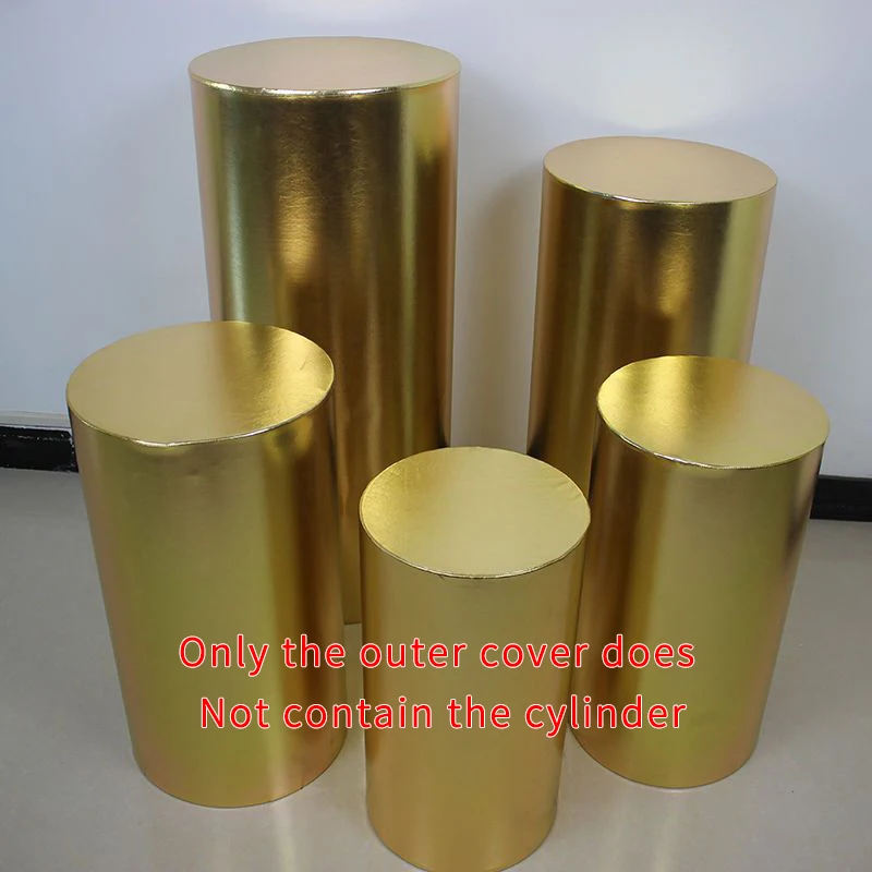 Cylinder Pedestal Covers for Birthday Party Gold and Silver Pink Red BLue White Shiny Fabric Stretch Cloth Elastic Party Decorat