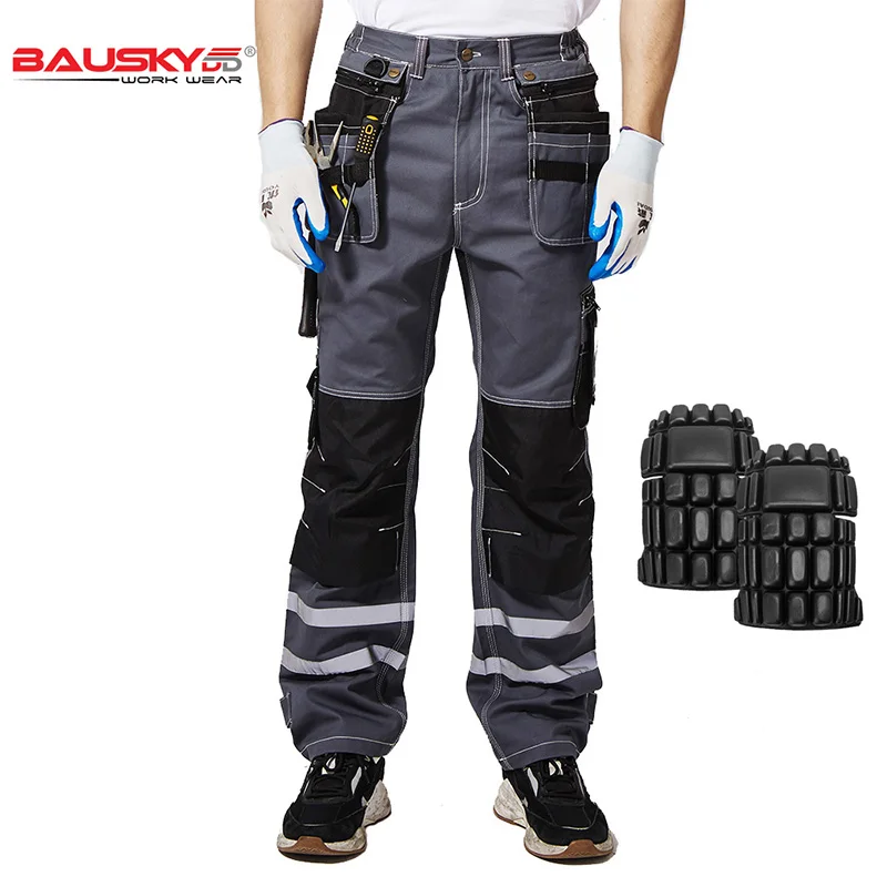 Carperner Work Pants  Mens Cargo Trousers Construction Working Pants With Reflective Tapes Knee Pockets