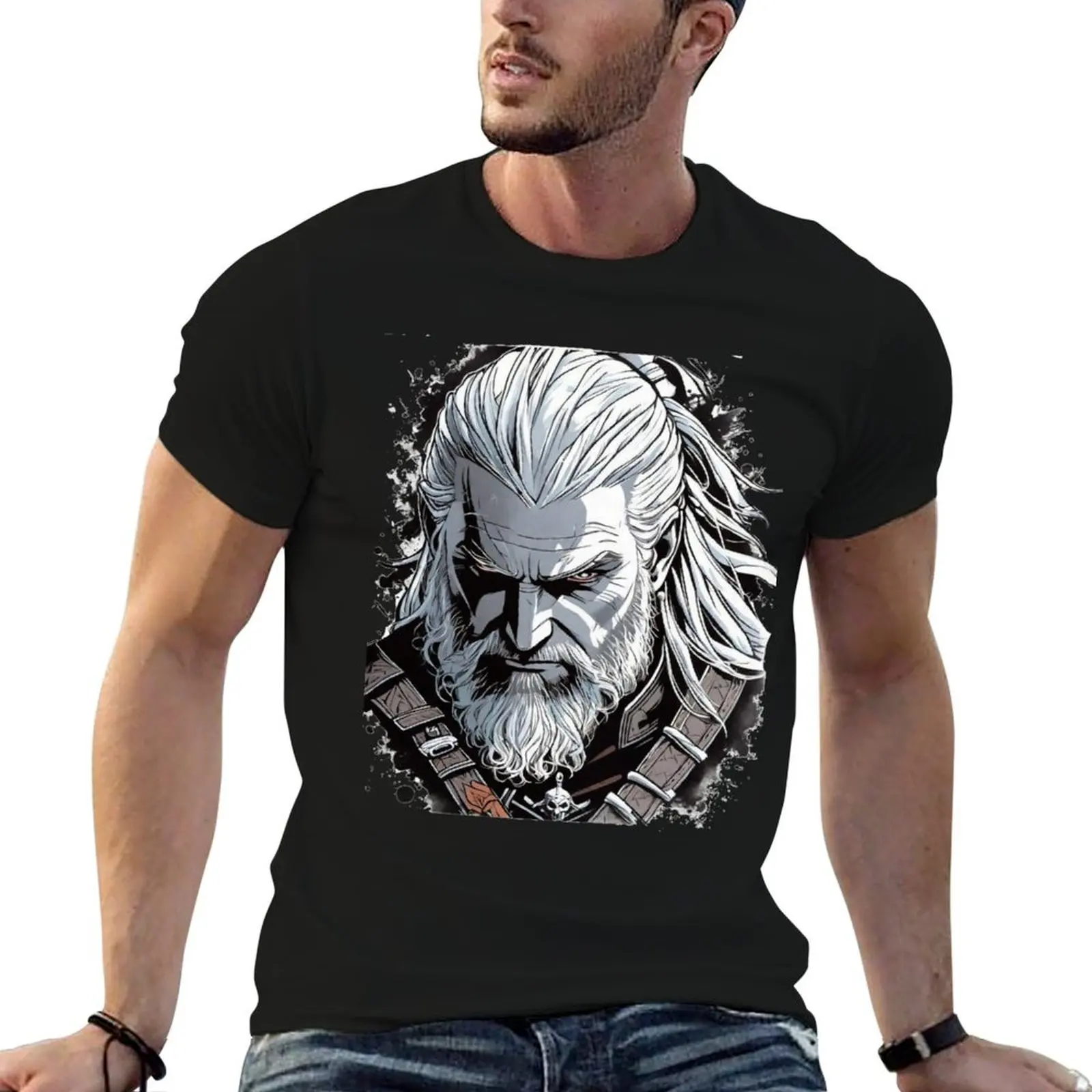 animated 100% man T-Shirt oversize Rivia cotton anime t t Geralt shirts of shirts
