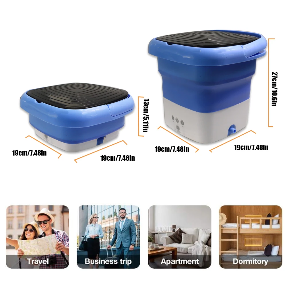 غسالة محمولة قابلة للطي، مجفف صغير، جوارب داخلية، ملابس أطفال، تنظيف منخفض الضوضاء، غسالة سفر