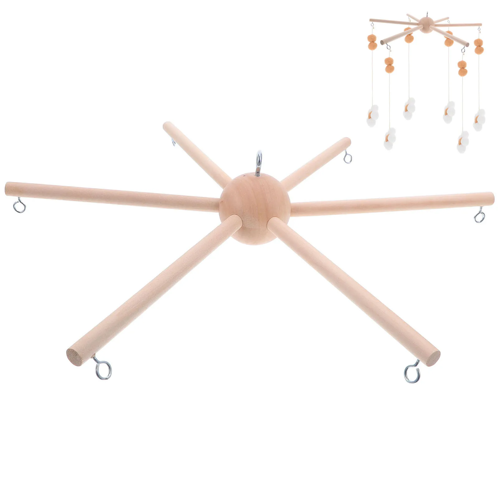 1 set 1 Set Wooden Wind Chime Frame 6-Arm For Diy Nursery Mobile Baby Room Decor Hanging Infant Room Accessories Craft Kit