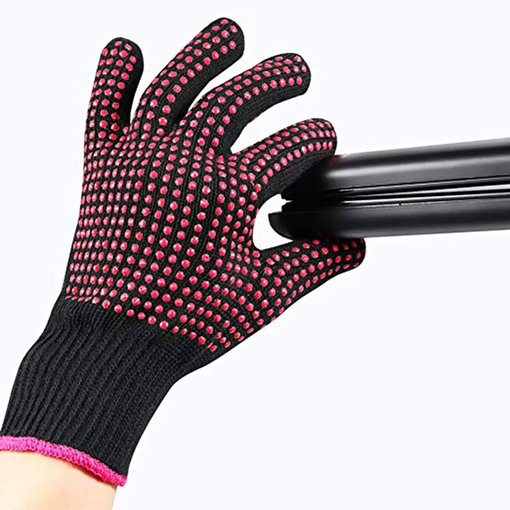 Silicone world Hair Styling Silicone Dot Bead Insulation Non-Slip 300℃ Anti Scald Gloves Perm Curling Rod Comb Straightener