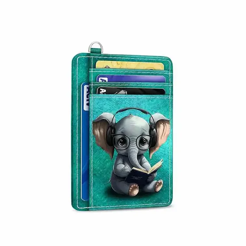 Porta carte di credito SE8 Portafoglio sottile, portafoglio RFID elefante Porta carte piccolo con tasca frontale da donna