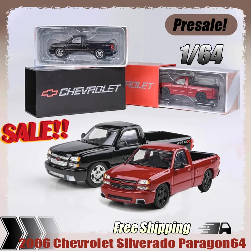 

New Presale 1:64 2006 Chevrolet Silverado Paragon64 Clone Cateye Pickup Truck Model Alloy Miniature Diecast Ornament Custom Toy