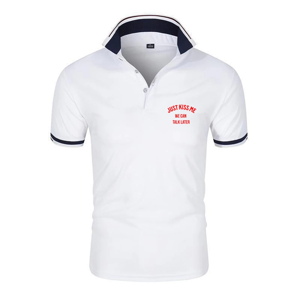 2026 Just Kiss Me Funny Graphic Print Men's New Six-color Polo Shirts Stand Collar Breathable Sport Summer Fashion Short Sleeve