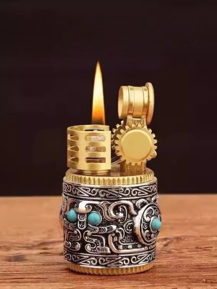 CHIEF Creative Mini Embossed Lighter Pure Copper Retro Personalized Armor Little Fat Pier Lighter Collectible