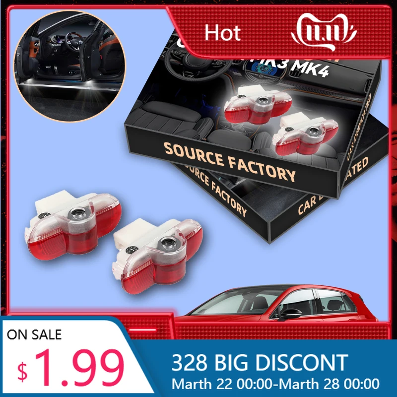 

For VOLKSWAGEN VW 2026 New LED Car Door Interior Lights Bulb Decorative Lamp Accessories For VW Caddy MK3 Beetle Bora Sharan Tou