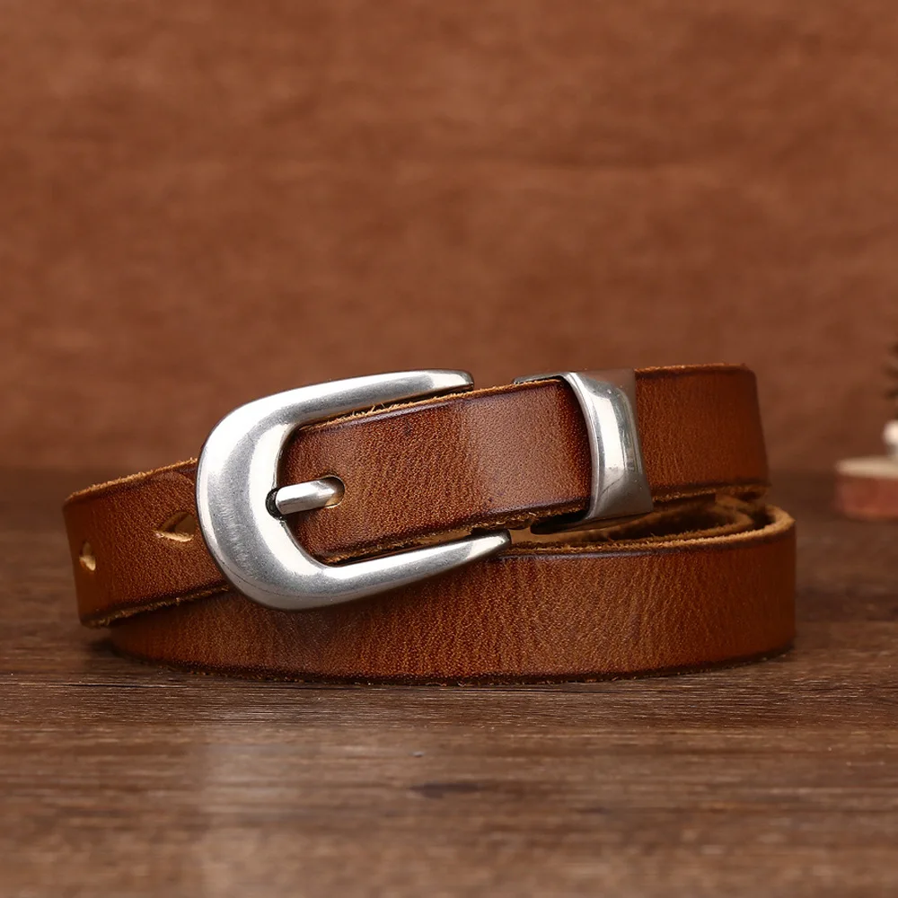 1.8CM Knotted Genuine Leather Belt Women's Needle Buckle Korean Version Personalized Retro Pure Cowhide Pants Skirt Waist Belts