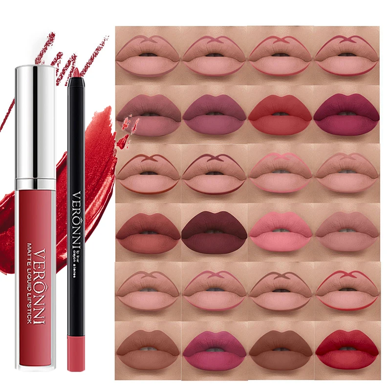 ชุดลิปกลอสและลิปไลเนอร์ไม่ติด 13 สี ลิปกลอสเนื้อแมทกันน้ําติดทนนาน ลิปเคลือบสีมันไม่ซีดจาง 2 ชิ้น