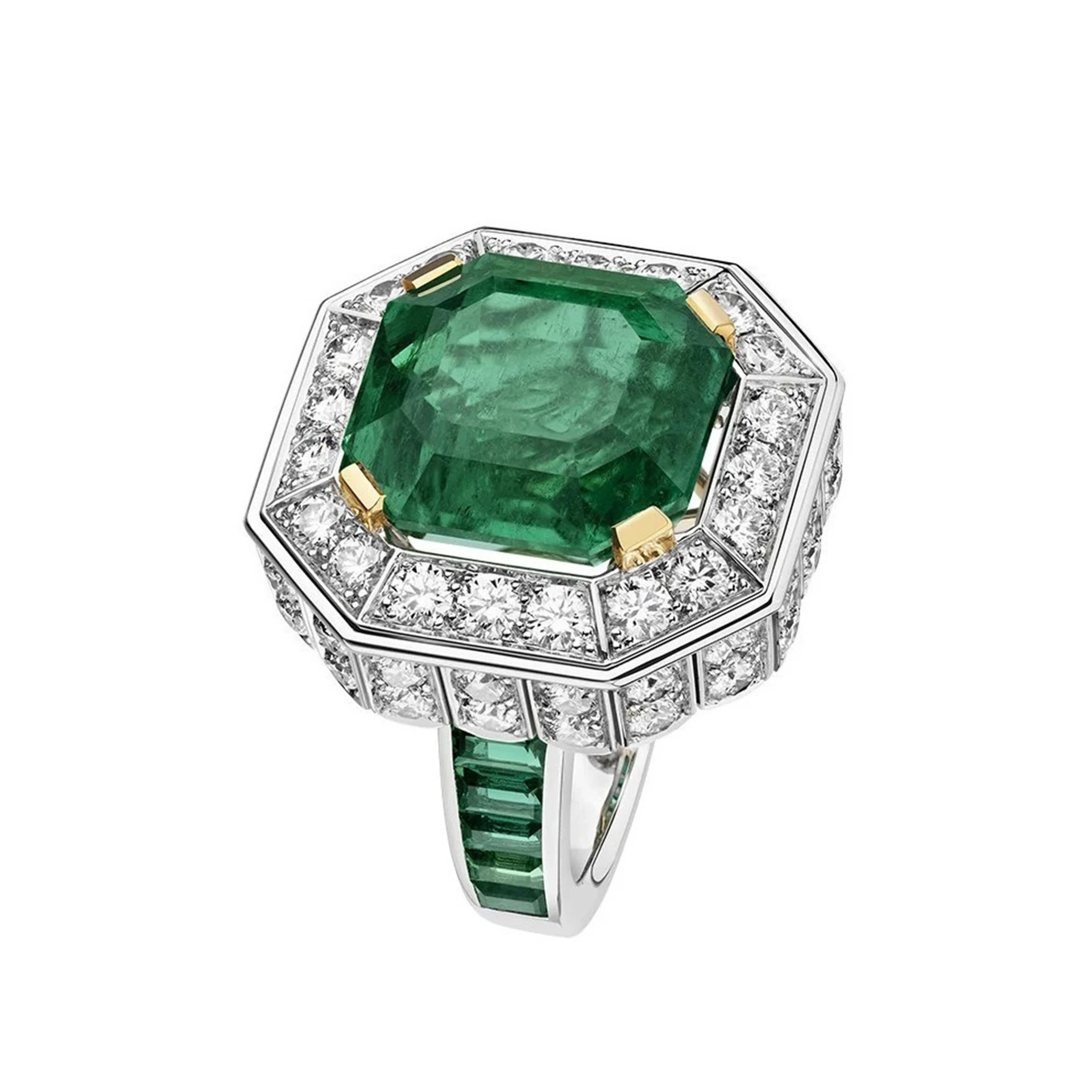 Vintage 925 Sterling Silver 14x14mm 12CT Asscher Cut Simulated Emerald Art Deco Fine Jewelry for Women Engagement Party Gift