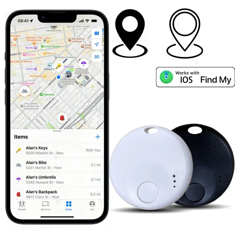 GPS Tracking Device Mini Smart Tag Bluetooth Luggage Tracker Works with Apple Find My (iOS Only) Item Locator for Key Backpack