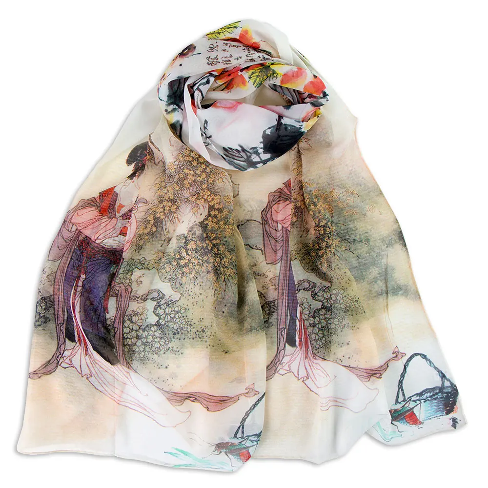 

Шарф из 100% натурального шелка для женщин, длинный большой размер, шаль из чистого шелка, дизайнерская пашмина, зимняя накидка с цветочным принтом, роскошный подарок для женщин