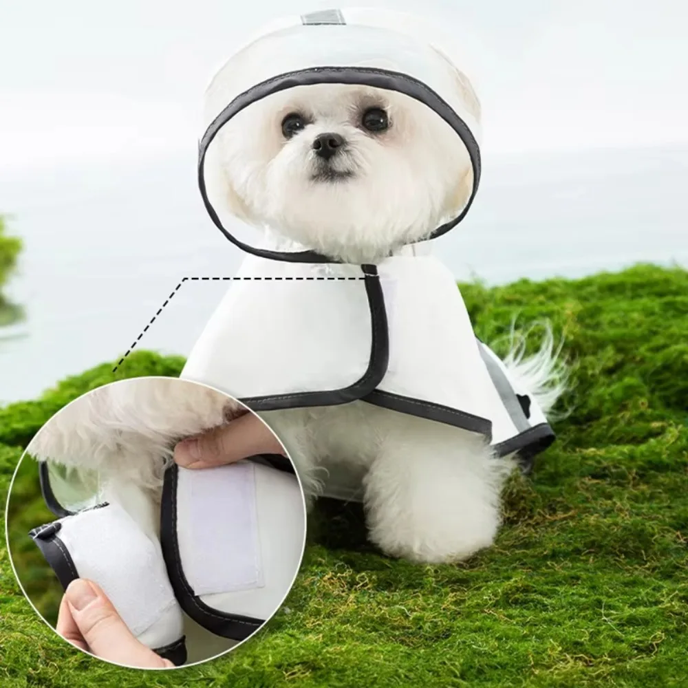 

Fashion Cartoon Dog Rainwear Waterproof Polyester Puppy Clothes with Reflective Strip Puppy Rain Cape Summer