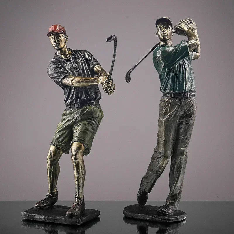 Vilead Retro Golf Statue Resin Vintage Golfer Figurines Home Office Living Room Decoration Souvnir Sport New Year Gifts Crafts