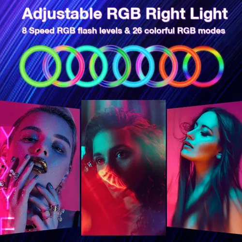 Imagen 2 del producto Anillo de luz RGB, anillo redondo con Control remoto para teléfono inteligente, anillo de luz Led para vídeo móvil, iluminación fotográfica de Youtube