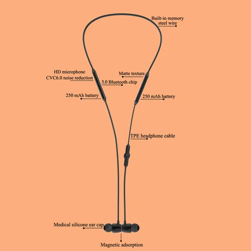 Imagen 2 del producto Auriculares inalámbricos con banda para el cuello, cascos con Bluetooth y micrófono, deportivos, De graves HD, para juegos