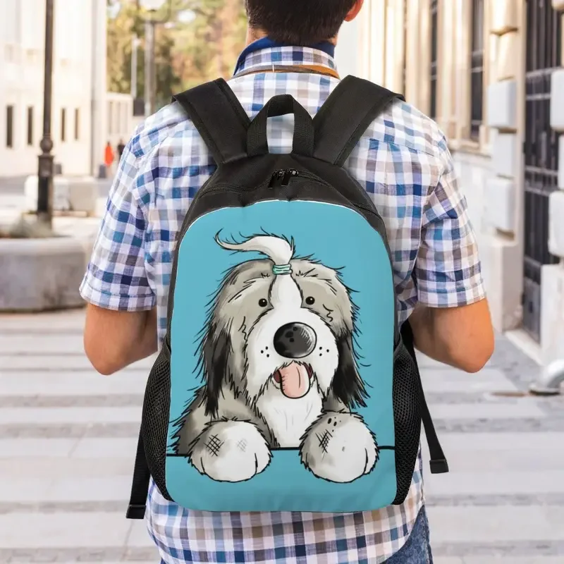 Happy Bearded Collie Dog Laptop Backpack Women Men Fashion Bookbag for College School Student Pet Animal Bags