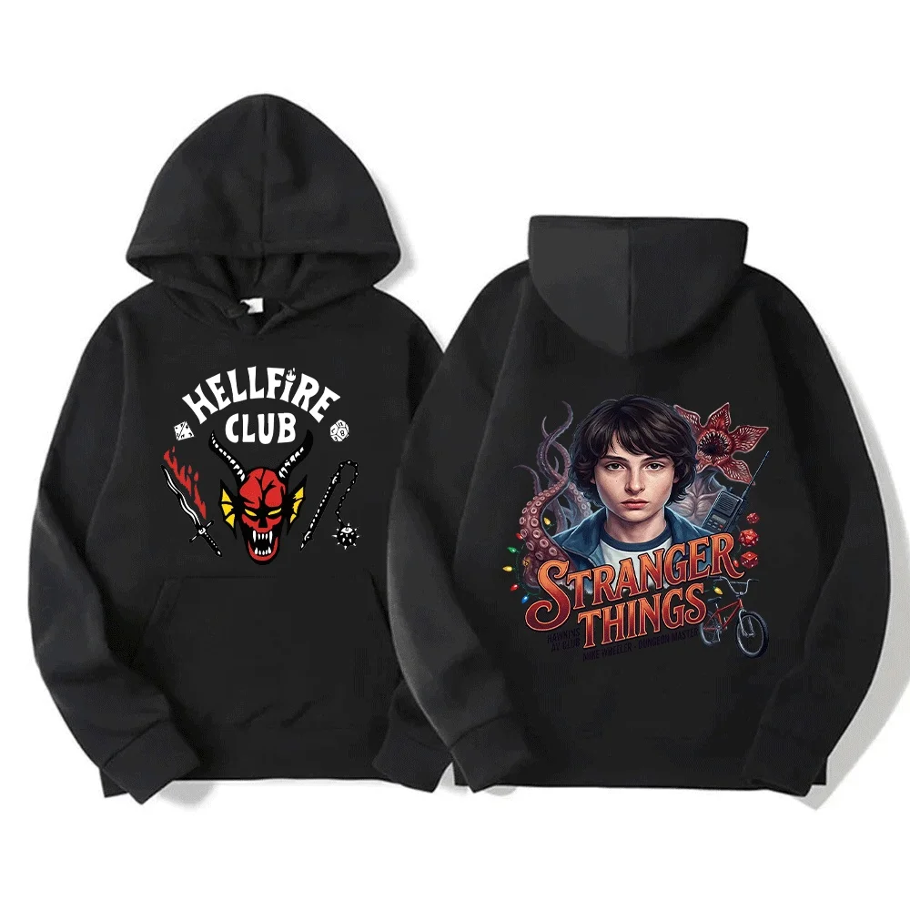 Stranger Things Mike Wheeler Dungeon Master inspirado sudaderas con capucha a juego para niños y adultos, sudaderas familiares con bicicleta Demogorgon