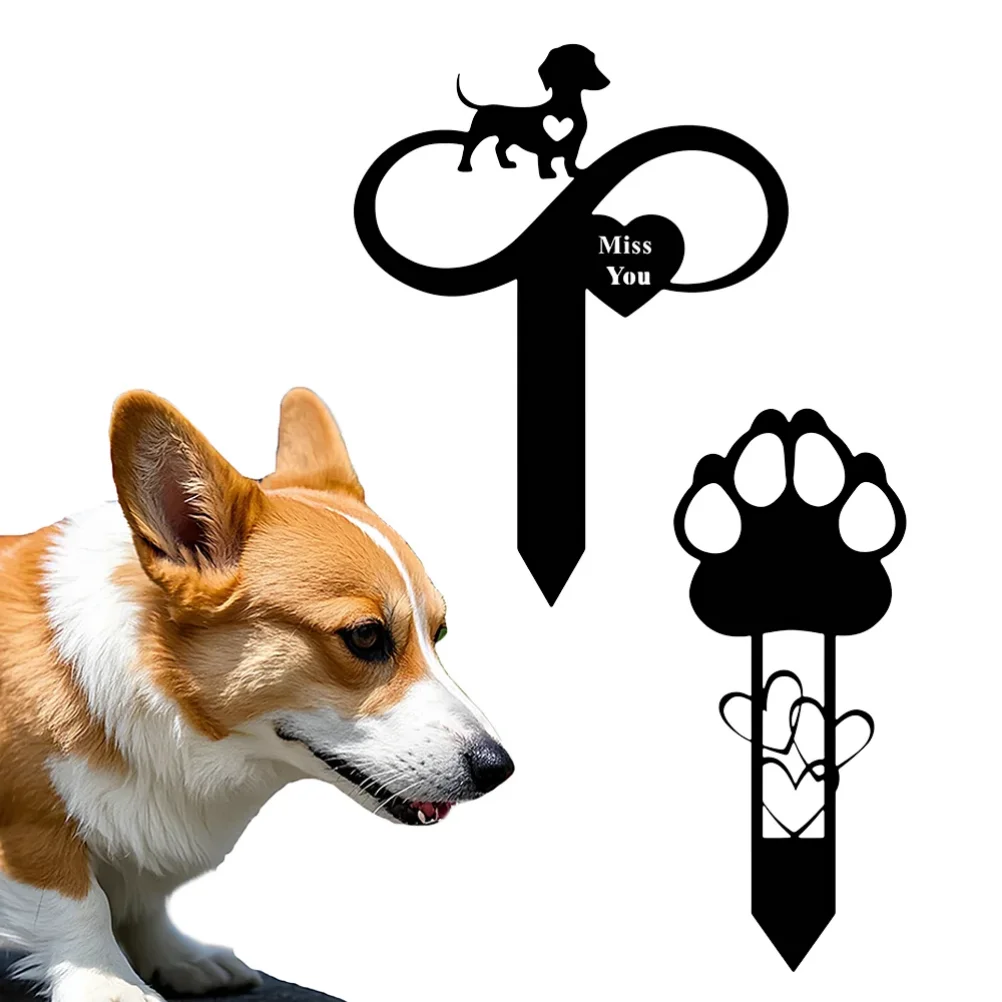 

Pet Memorial Stone Plaque with Silhouette - Custom Garden Yard Marker for Dog Cat, Outdoor Grave Decor