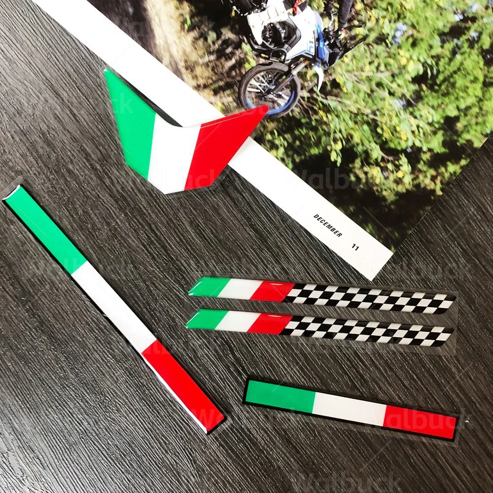 3D Gel Resin Racing Stripes Stickers Italian Flag Pattern Waterproof Decals for Car Motorcycle Scooter Decor Accessories