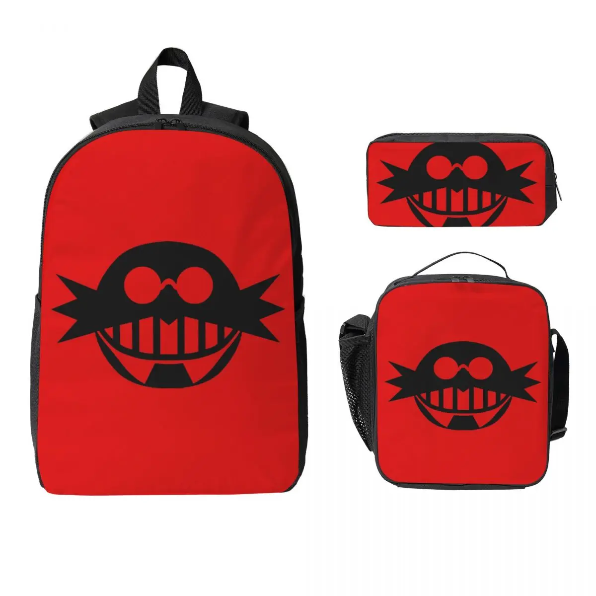 

Eggman Logo Backpack Student Boys Girls BookBag School Bag Computer Shoulder Bags 3ps Insulated Lunch Bag Pencil Case
