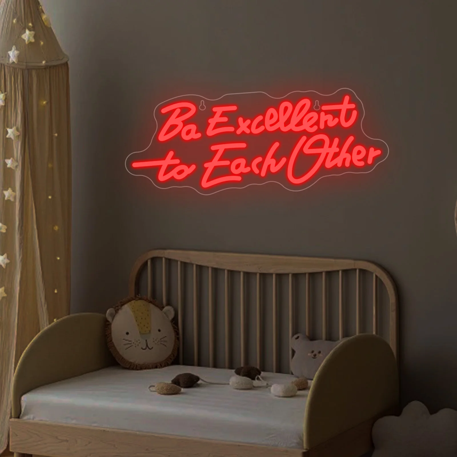 Excellent To Each Other Neon Led Sign Red Letter Hanging Up Sign For Home Wall Decor Room Decoration Dimmable Sign USB Powered