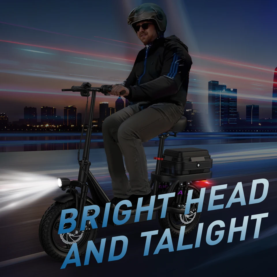 UPLEE Adult Electric Bike 500W Peak Motor 48V 15AH Electric Scooter 14 Inch Fat Tire Full Shock Foldable with Trunk E Bike image 9