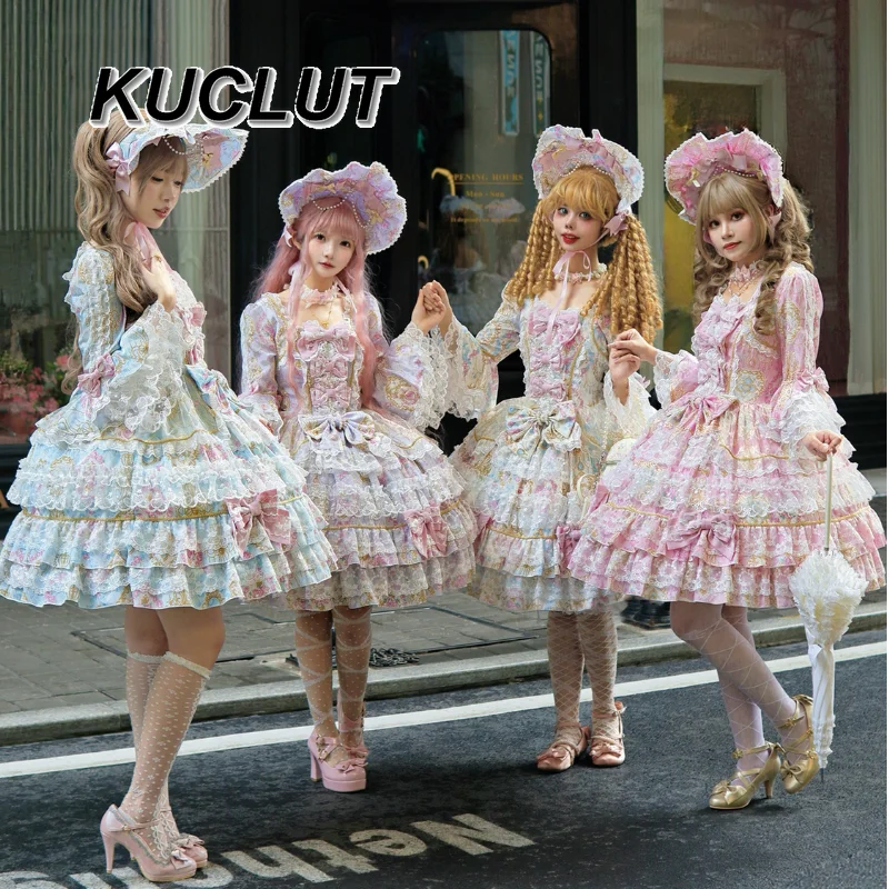 ثوب الكرة الحلو ولطيف لوليتا نمط التصميم الأصلي فتاة الأميرة فستان طويل الأكمام فساتين OP للنساء أزياء الخريف #5