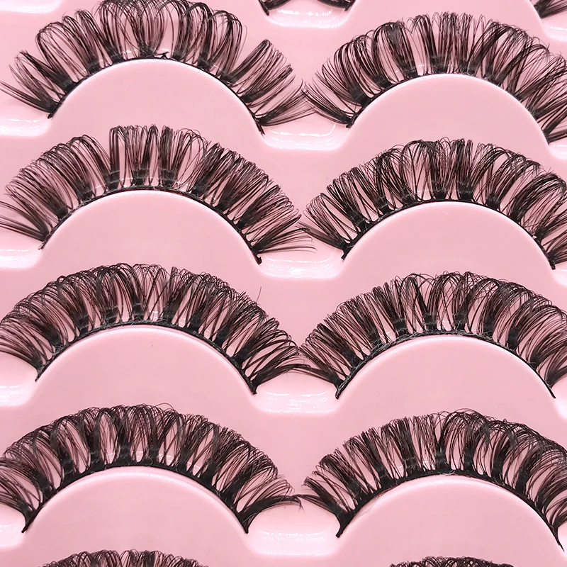 ใหม่8คู่ Handmade 3d Mink Lashes สั้นขนตาปลอมข้าม Messy หนาแน่นขนตาธรรมชาติ Stage แต่งหน้าขนตาปลอม