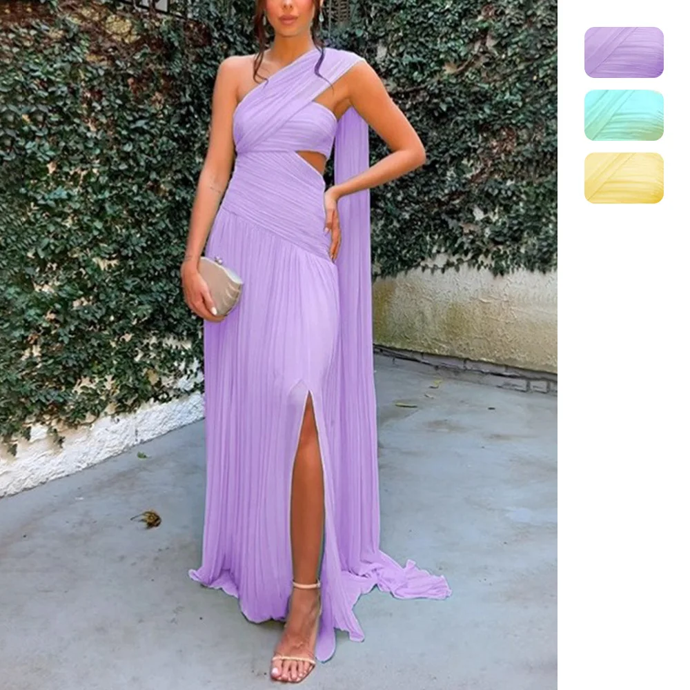 Women's Fashion Sleeveless Pleated Clothes With Ribbon. Split Smart Fit 8163 Dresses For Women Vestidos Boho Prom Sexy