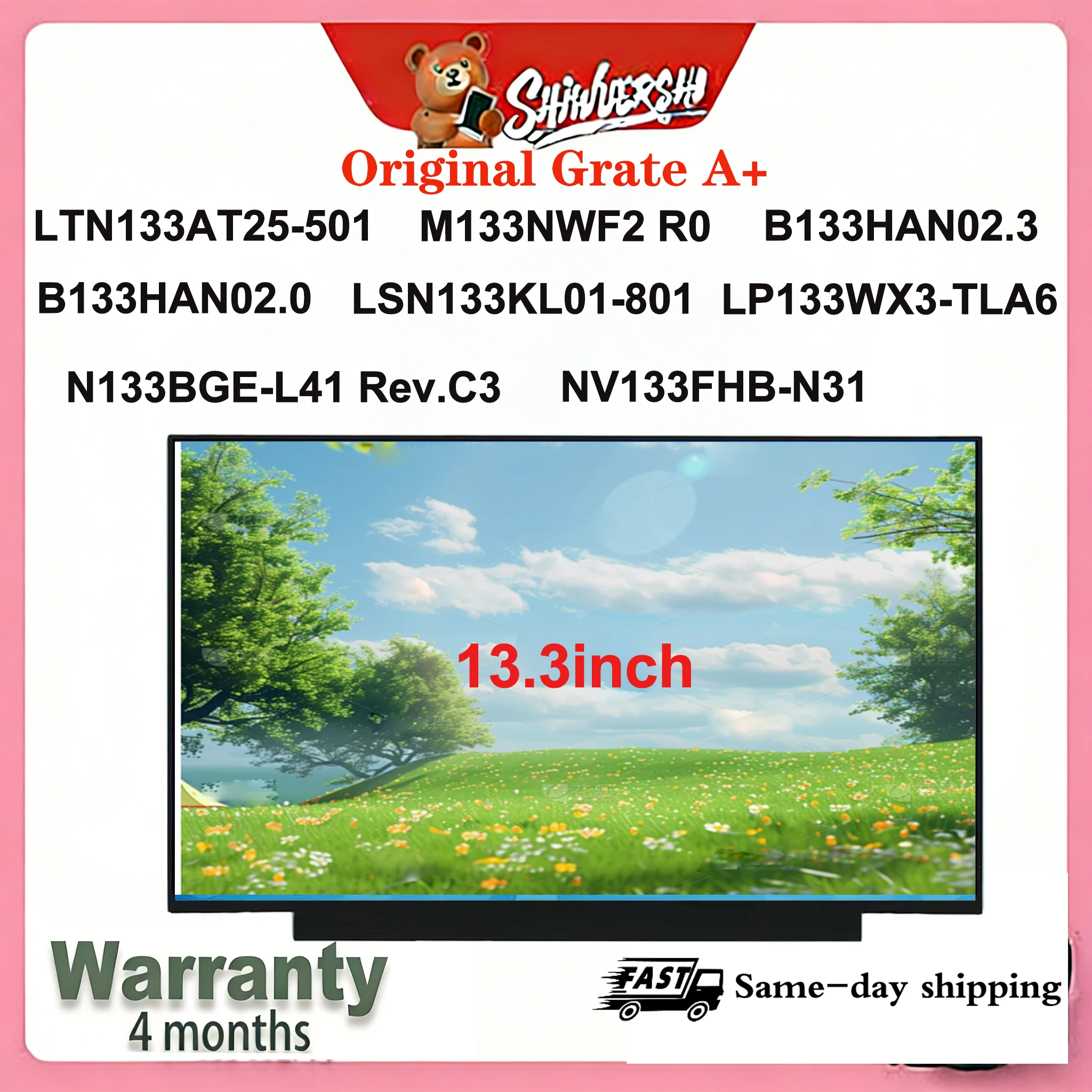 Original New A+13.4" Lcd Screen LTN133AT25 501 M133NWF2 R0 B133HAN02.3 B133HAN02.0 LSN133KL01 801 LP133WX3 TLA6 N133BGE L41