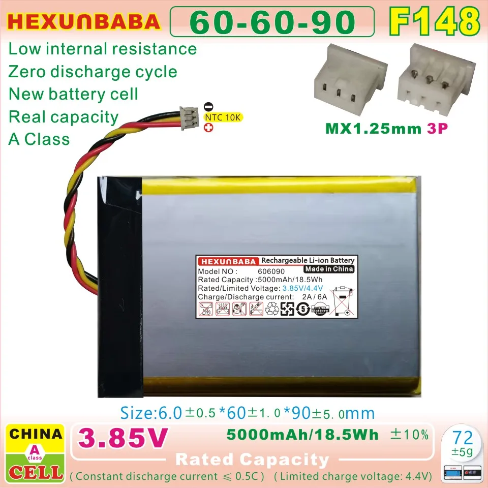 Powkiddy X18S RGB30携帯ゲーム機F148用606090 3.7V 5000mAhリチウム