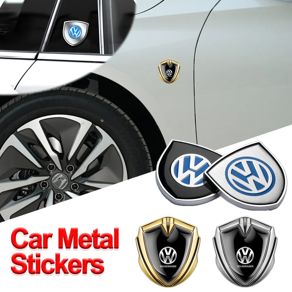 1PCS Black/Sliver/Gold 3D Metal Car Emblem Rear Trunk Side Window Body Sticker Auto Accessories For Volkswagen passat GTI Tiguan