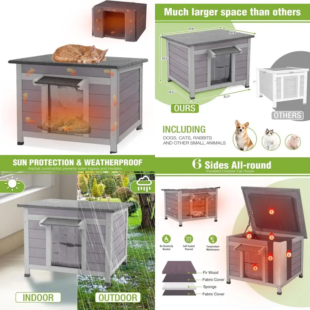 

Weatherproof Insulated Outdoor Cat Shelter with All-Round Thermal Liner - High Insulation for Open Cats' Comfort