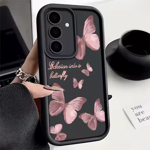 Gold Butterfly TPU Phone Case For Samsung Galaxy S25 S22 S21 S23 FE S20 S24 Ultra FE A35 A15 A25 A55 Note 20 Plus 5G Soft Cover