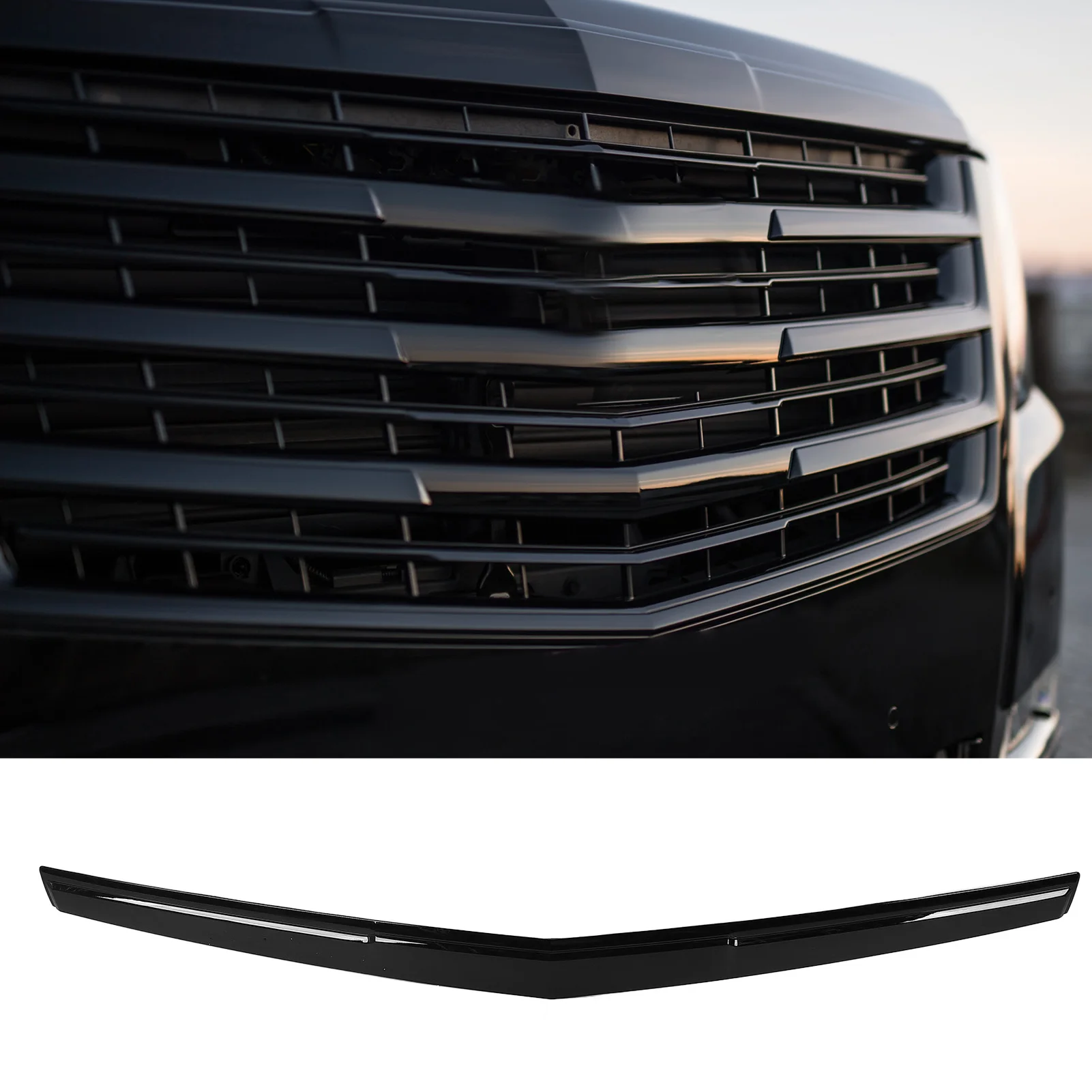 

Hood Grille Trim Cover Easy Installation Weather Resistant 22956470 Protective Sturdy Hood Trim Cover Glossy Black for Vehicle