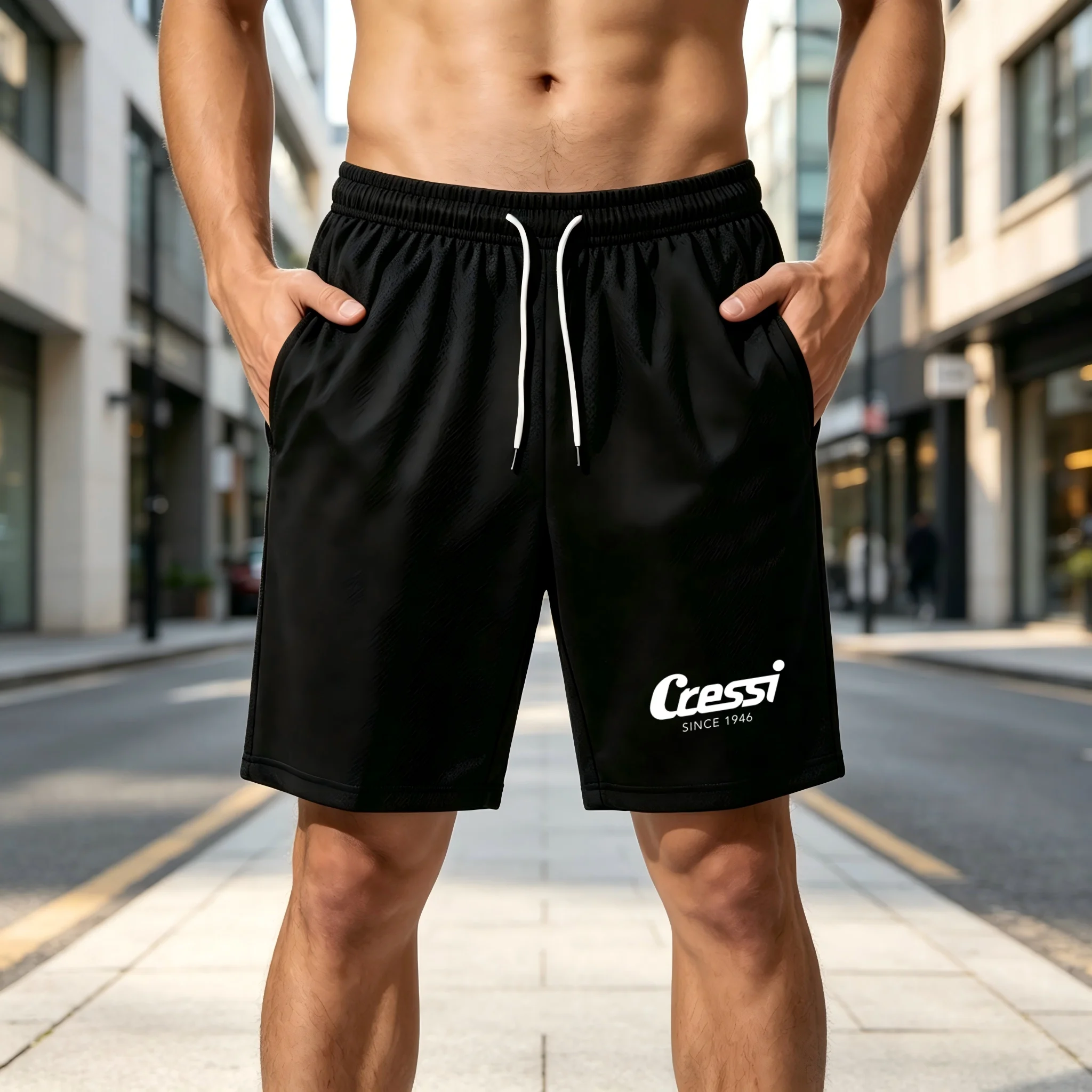 Men'S Cressi Inspired Print Mesh Shorts Quick Dry Breathable Gym Running Casual Drawstring Summer Sport Training Pants