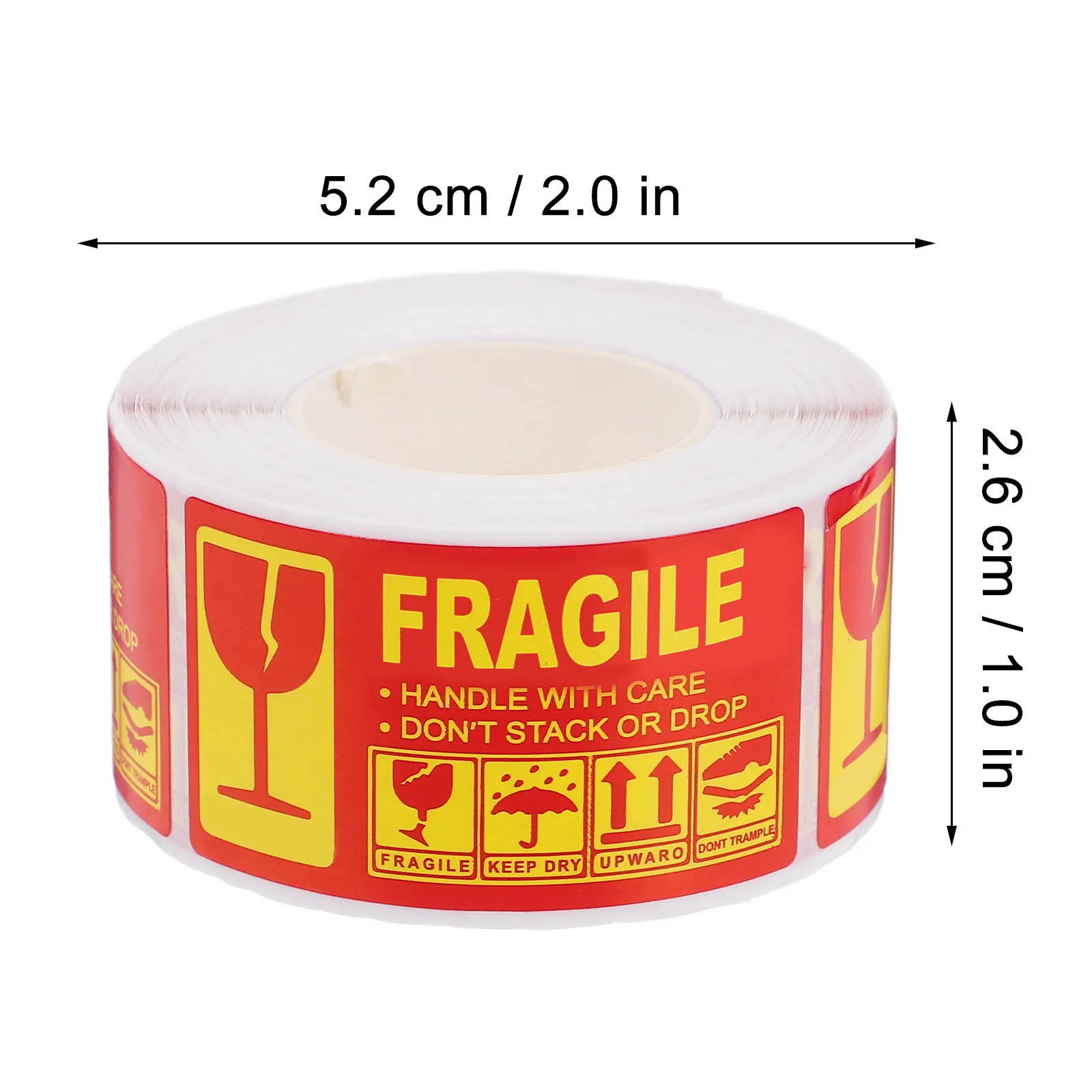 3 لفات من الملصقات الهشة بمقبض إنجليزي مع ملصقات للعناية للشحن والأواني الزجاجية المتحركة والسيراميك والإلكترونيات المضادة للعبث