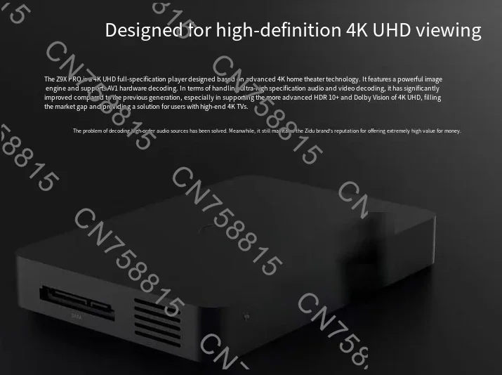 4K Android，For ZIDOO International Z9X PRO 4K HDR Media Player，RTD1619BPD Quad-core 64bit Processor 4G + 32G