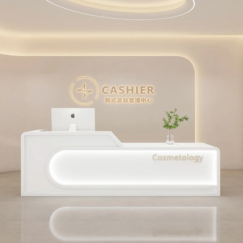 

Hospital Computer Reception Desks Cashier Counter Service Modern White Desk Mobile Office Silla De Escritorio Luxury Furniture