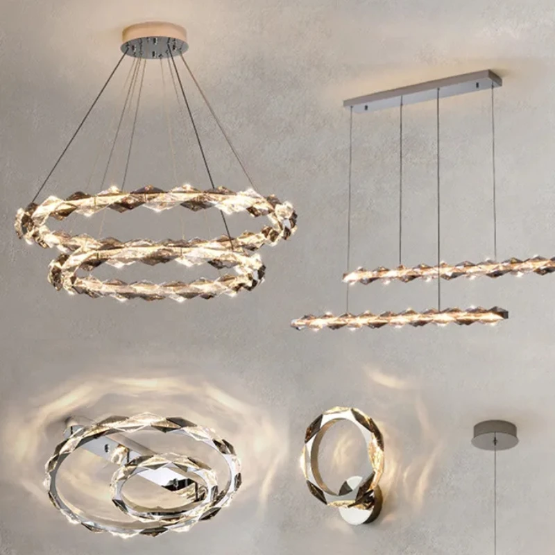 Nordic Crystal  Chandelier Ceiling Light with Dimmable for home Interior lighting decoration Multiple options Customizable