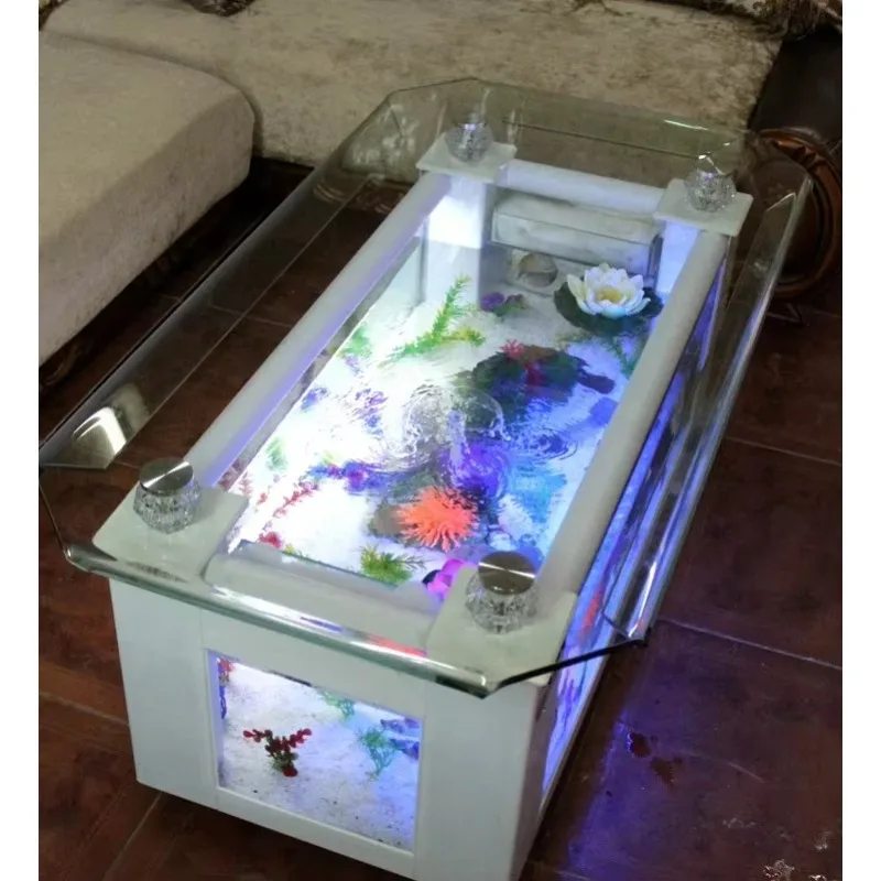 TAO Glass Rectangular Large Creative Home Living Room Tea Table Fish Globe