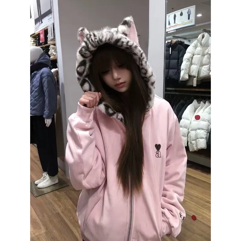 Jacket Coat Puffer Jacket Women's Winter American Style Retro Hooded Luxurious Thickened Fleece Lining Comfortable Casual Niche